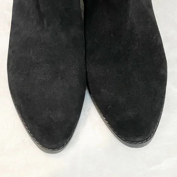 LUCKY BRAND Lefara Suede Black Slouch Ankle Bootie Boot 7 37.5 Western Leather - Picture 4 of 9